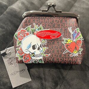 Ed Hardy Multicolor Skull and Heart Clutch